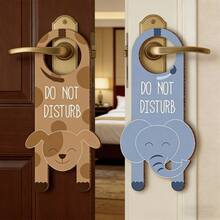 Cute Animal "Do Not Disturb" Wooden Door Sign | Wooden Dog And Elephant Pattern Door Sign | Perfect For Identifying Private Areas In Bedrooms, Hotels, And Residences. Suitable For Home, Outdoor Cafe, Bar, Hotel, Restaurant, Pet Store, Retail Store, Boutique, Supermarket, Etc. Suitable For Privacy Protection Signs In Bedrooms, Bathrooms, Cafes, And Offices - 2 - View 1