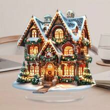 Cross-Border Acrylic Charming Gingerbread House Christmas Home & Office Desktop Decoration With Base - A - View 17