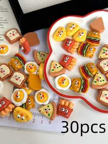 10/30pcs Mini French Fries & Burger Accessories - Cute Food Themed Slime Beads, Suitable For Handmade Crafts, DIY Decorations, Fridge Magnets - Vibrant Colors, Durable Plastic Accessories, French Fries Themed Small Accessories - Multicolor - View 4