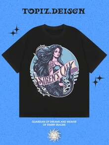 LXF2026Camiseta casual para mujer, elegante camisa femenina, camiseta de una pieza con diseño de sirena - camiseta ligera y transpirable de cuello redondo con diseño de sirena, top casual negro, adecuada para primavera y verano, regalo perfecto para mujeres, decoración para fiestas de sirenas, ropa para vacaciones, estética de ensueño, ajuste cómodo, moda de primavera, diseño elegante, material suave, camisa de manga corta, ropa casual para amantes de la moda, camisa casual para mujer, top casual, serie de camisetas. Adecuada para el uso diario casual. La tela es ligera y transpirable. Una elección perfecta para vacaciones lindas y a la moda. Adecuada tanto para celebraciones festivas como para uso diario. Excelente combinación para la vida universitaria de estilo vintage y atuendos diarios. Diseño lindo, cómodo y ajustado. Estilo clásico, tela suave y agradable al tacto. Estilo mexicano. XIAM - Negro - Ver 1