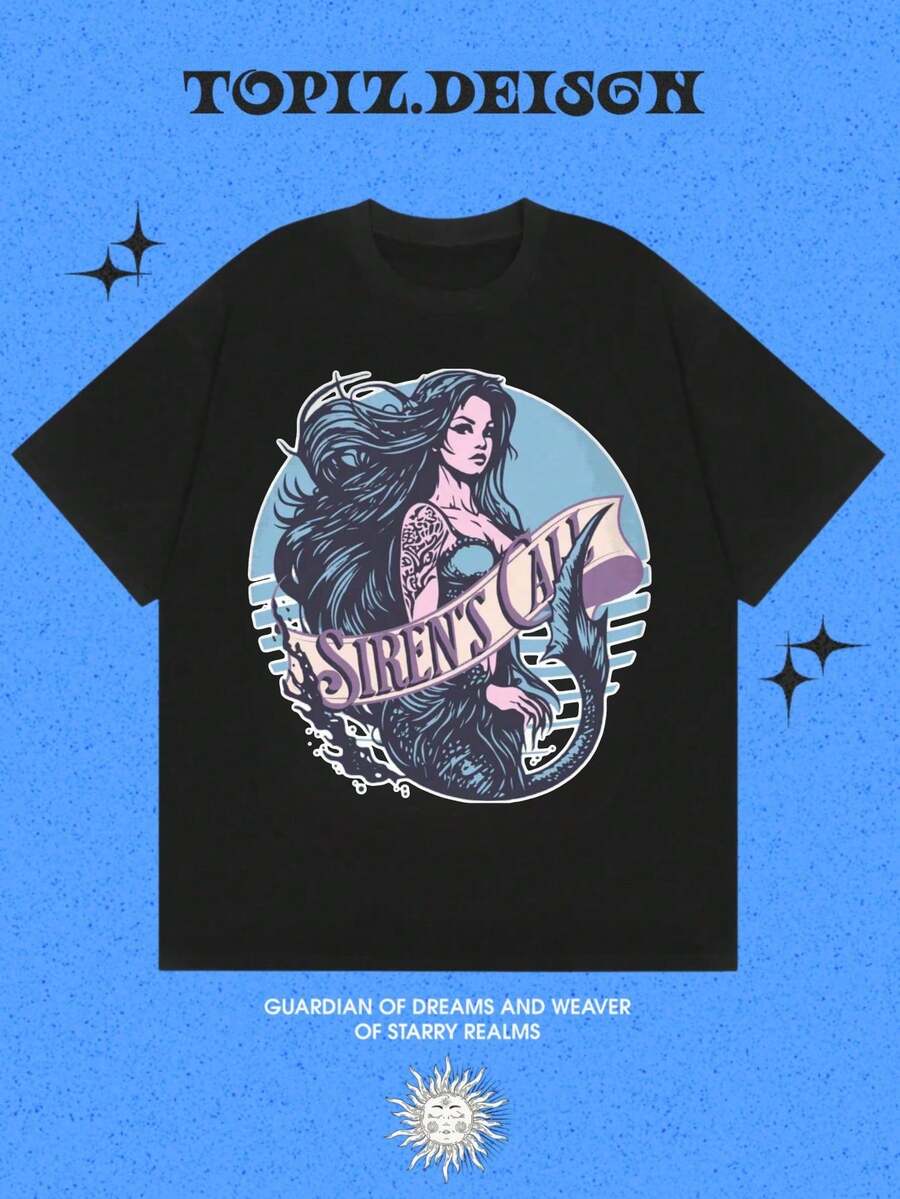 LXF2026Camiseta casual para mujer, elegante camisa femenina, camiseta de una pieza con diseño de sirena - camiseta ligera y transpirable de cuello redondo con diseño de sirena, top casual negro, adecuada para primavera y verano, regalo perfecto para mujeres, decoración para fiestas de sirenas, ropa para vacaciones, estética de ensueño, ajuste cómodo, moda de primavera, diseño elegante, material suave, camisa de manga corta, ropa casual para amantes de la moda, camisa casual para mujer, top casual, serie de camisetas. Adecuada para el uso diario casual. La tela es ligera y transpirable. Una elección perfecta para vacaciones lindas y a la moda. Adecuada tanto para celebraciones festivas como para uso diario. Excelente combinación para la vida universitaria de estilo vintage y atuendos diarios. Diseño lindo, cómodo y ajustado. Estilo clásico, tela suave y agradable al tacto. Estilo mexicano. XIAM - Negro - Ver 1