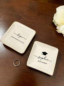 Customized Name Ring Tray, Personalized Ring Tray, Customized Jewelry Tray, Graduation Gift For Classmates And Friends. Personalized Necklace Tray, Hair Clip Tray And Ring Tray. - Multicolor - View 3