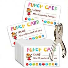 50pcs Cute Punch Cards With Hole Puncher - Motivational Behavior Incentive Reward System - Colorful, Durable, And Easy To Use - Greeting Cards - View 2