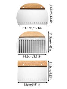 1pc Stainless Steel Wooden Handle Slicer, Corrugated Potato Slicer,Vegetable Chopper For Potato,Multifunctional Dough Cutting Scraper With Scale,Durable Crinkle Cut Potato Chip Maker,Semi-Circular And Rectangular Baking Scraper,Cake And Pizza Cutter - Multicolor - View 10