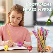 Leinuosen 30 Pcs Scented Pencils Bulk For Kids Inspirational Cute Fun Wood Smelly Pencils With Erasers Fruit Elements For School Classroom Office Students - 顏色A - 查看 5