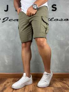 Olive Green Cargo Shorts - Olive Green - View 3