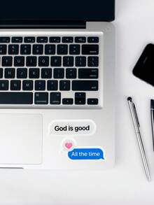 1PC "God Is Good All The Time" Christian Sticker, Text Bubble Faith Decal For Bible Journaling, Aesthetic Inspirational Scripture Sticker For Water Bottle, Religious Gift For Girl & Teens - Multicolor - View 3