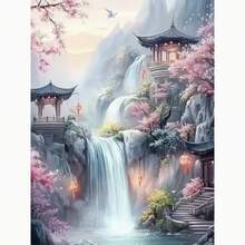 Waterfall Landscape - 1 Set Handmade Diamond Painting Kit, Frameless Diamond Embroidery Kit Suitable For Beginners, Home Decor - View 2