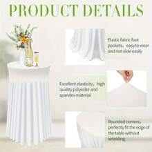 Spandex Cocktail Table Cloth, Elastic Fitted High-Top Table Cover, Wrinkle-Resistant Stretch Round Bar Table Cover, Suitable For Weddings, Parties And Events, Durable Washable Fabric, Multiple Colors Available, Create Elegant Decor - Multicolor - View 5