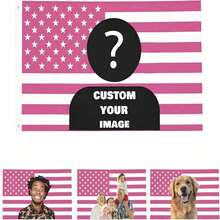 Custom American Flag 1-5 Pictures With Photos Family Couple Sisters Photo/Text  Flags Banners & Pennants Background Decoration For Wall Fabric 2D Flat  Tapestry Wall Painting Garden Flags Festival Birthday Gifts Outdoor Graduation Wedding Souvenir - Multicolor - View 3