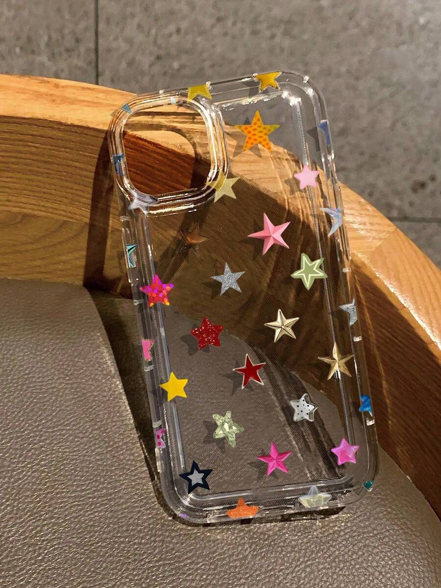 Funda Transparente TPU, Diseño Estrella Minimalista, Antigolpes, Compatible iPhone11~17ProMax + Serie S/A - transparente - Ver 1