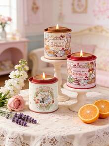 可愛香氛蠟燭禮盒，多種香味組合，清新濃郁香氣，純天然植物香氛，青檸、橘子、小蒼蘭、薰衣草、玫瑰，適用於臥室、客廳、書房、衣櫥、派對、婚禮。音樂節、聖誕節、感恩節、新年、母親節、情人節、生日、返校裝飾的理想選擇，舒壓放鬆 - 多樣化香型 - 查看 1