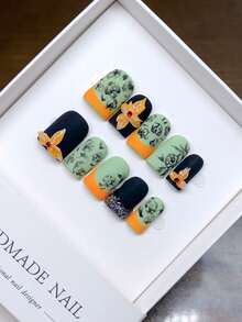 Handgefertigte tragbare Press-On-Nägel, kurze quadratische Form, handbemalte personalisierte handgefertigte Nagelkunst im Western-Stil, Komplettset-Design, Y2K-Stil Nägel, einzigartige Nischen-Kreativ-Press-On-Nägel, Frühlings- und Sommer-Alltags-Nagelkunst, abnehmbar und wiederverwendbar. - Verschiedenfarbig - Übersicht 3