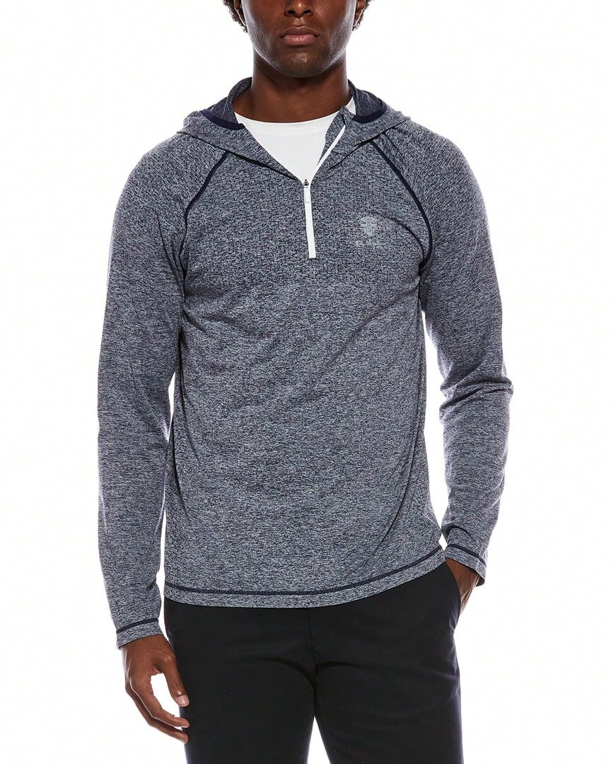Ben Sherman Seamless Knit 1/4 Zip Hoodie - Navy - View 1