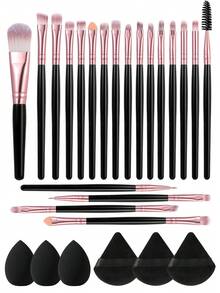 26PCS Black Makeup Brush Set With Beauty Sponges & Triangle Powder Puffs - Black - View 14