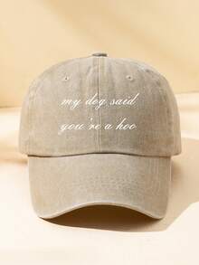 1pc Men's & Women's Spring/Summer/All-Season Sun Protection Black & Multi-Color "My Dog Said" Print Outdoor Casual Fashion Adjustable Size Washed Baseball Cap Dad Hat, Versatile Minimalist Style For Daily Wear, Fishing, Gift - A - View 15