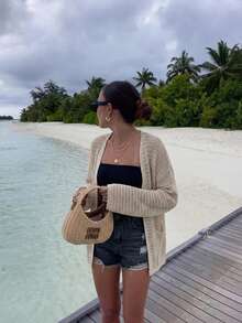 Summer Beach Outfit: Loose-Fitting, Versatile, Openwork Women's Thin Cardigan - Khaki - View 2