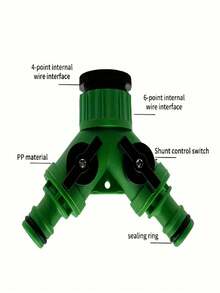 2-Way Garden Hose Splitter, 1-To-2 Y-Shaped Faucet Valve Connector With Independent Shut-Off Valves, Universal Faucet Adapter For Garden Watering, Car Washing, Washing Machine And Outdoor Irrigation - A - View 8