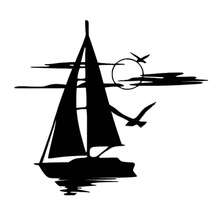 1pc Vinyl Sailboat Logo Sticker, Self-Adhesive Die-Cut Design, Semi-Matte Texture, Suitable For Wall, Car, Laptop, Wood, Plastic, Glass, Metal, Ceramic, Single-Use Decorative Decal - 1 pcs - View 6