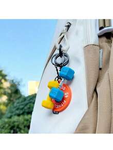 4/1pcs Random Color Mini Dumbbell Keychain, Silicone Fitness Keychain, Sports Theme Keychain, Suitable As Party Gift, Christmas Gift For Fitness Enthusiasts, Car Key And Backpack Accessory, Color: Pink/Black/Green/Sky Blue/Blue/Orange/Purple - Multicolor - View 4