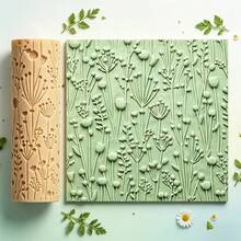 1pc Grass Tuft Texture Roller, Suitable For Soft Pottery, Pottery, Coasters, DIY Jewelry Making, Durable Handmade Seals, Art Design And Enthusiasts, Embossing Sticks, Pottery Embossing, Decorative Patterns, Pottery Craft Tools - Apricot - View 5