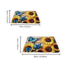 1pc Sunflower Blue Butterfly Faux Cashmere Bedside Rug, Nordic Pastoral Style Rectangular Carpet, Soft Quiet No Shedding, Suitable For Living Room Bedside Closet Study Desk Multi-Scene Versatile, All Season Use - Multicolor - View 3