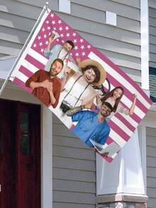 Customized American Australia Leopard Print Flag 1-5 Pictures Personalized Photo Text Banner Outdoor Event Porch Decor Background Wedding Birthday Christmas Thanksgiving Graduation Housewarming Campout Party Festival Garden Fence Gift Flag Poste - Multicolor - View 10