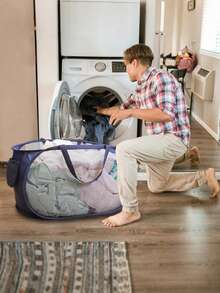 1pc Foldable Dry And Wet Separation Dirty Clothes Basket With Handle, Extra-Large Multi-Grid Dark And Light Color Clothes Separation Suitable For Big Family After Bathing Clothes Pants Shoes Jeans Boots Skirt(Available In Multiple Colors) - Multicolor - View 4