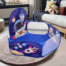 Tienda de bolas hexagonal de espacio azul profundo para niños, casa de juegos con tema de espacio para interiores y exteriores, casa de juegos con tema de juego de rol para niños, adecuada para niños y niñas, casa de juguete, mejor regalo de cumpleaños y vacaciones, tiempo de juego de imaginación y rol - azul real - Ver 2