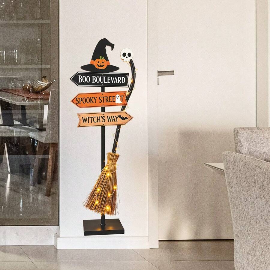 1pc Halloween Witch Road Sign Wall Sticker For Room Decor,Festival Home Furnishing Decoration,Best Gifts,Vinyl Wall Decals,Removable Stickers - Halloween Witch Road Sign - View 1
