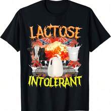 Lactose Intolerance Shirt, Funny Sarcasm, Strange Specific Meme T-Shirt - 黑色 - 查看 1