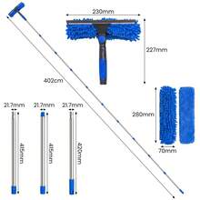 2 In 1 Telescopic Extendable Window Cleaner Equipment Glass Cleaning Squeegee - Dark Blue - View 5