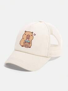 1 Buah Topi Baseball Balita, Motif Capybara Minum Teh Boba, Bagian Belakang Jaring, Topi Matahari Bernapas, Topi Trucker yang Dapat Diatur untuk Anak Laki-laki dan Perempuan, Aktivitas Luar Ruangan Musim Panas - 1PC - View 10
