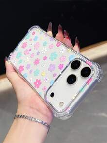 1件卡通花卉手機殼，四角防摔保護 - 相容於 17 Pro, 16e, 16 Pro, 15 Pro, 14, 13, 12, 11, XR, XS Max；相容於 Galaxy S26, S25, S24, S23, A16, A35/A25, A57；相容於 Pixel 10, 9, 8, 7；相容於 G85；相容於 Infinix Hot 50 Pro+。清新夏季配件，非常適合送禮或個人使用。 - 無色 - 查看 4