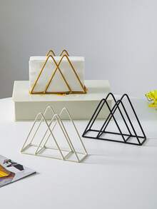 1pc Triangle Metal Napkin Holder, Desktop Tissue Dispenser, Minimalist Triangle Tabletop Decor Napkin Holder, Kitchen Paper Towel Storage Rack, Holiday Decor Napkin Holder - Multicolor - View 5