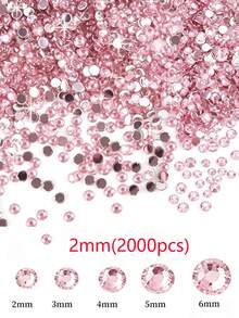 2000/800/400顆/包樹脂水鑽，2mm-6mm粉色平底美甲水鑽，適用於DIY手工、美甲、DIY美甲裝飾、美甲配件、手機殼、鞋子、衣服、手工裝飾、美甲寶石、美甲用品、美甲珠寶美甲飾品 - 粉色 - 查看 8