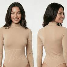 Suplex Bodysuit Second Skin Cacharrel Long Sleeve High Neck - Beige - View 1