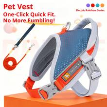 Anti-Pull Anti-Escape Reflective Pet Harness, Comfortable Breathable Mesh Lining, High-Quality Space Aluminum Leash D-Ring, Lightweight No-Burden Design, Anti-Pull Auxiliary Handle, Suitable For Medium And Small Dogs, Home And Outdoor Use. Close-Range Anti-Pull Handle For Close-Range Control To Prevent Dog Pulling; Used For Short Leashing When Crossing Roads Or In Crowded Areas; Use Handle To Lift And Assist Pet In Overcoming Obstacles Or Going Upstairs - Grey - View 3