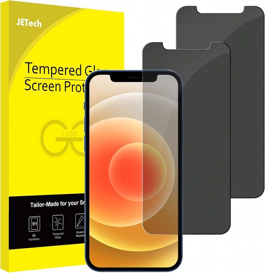 JETech Privacy Screen Protector For IPhone 12 Pro 6-Inch, Tempered Glass Screen Protector, Anti-Scratch, 2 Units ZJHO - IPhone 12/12 Pro - View 1