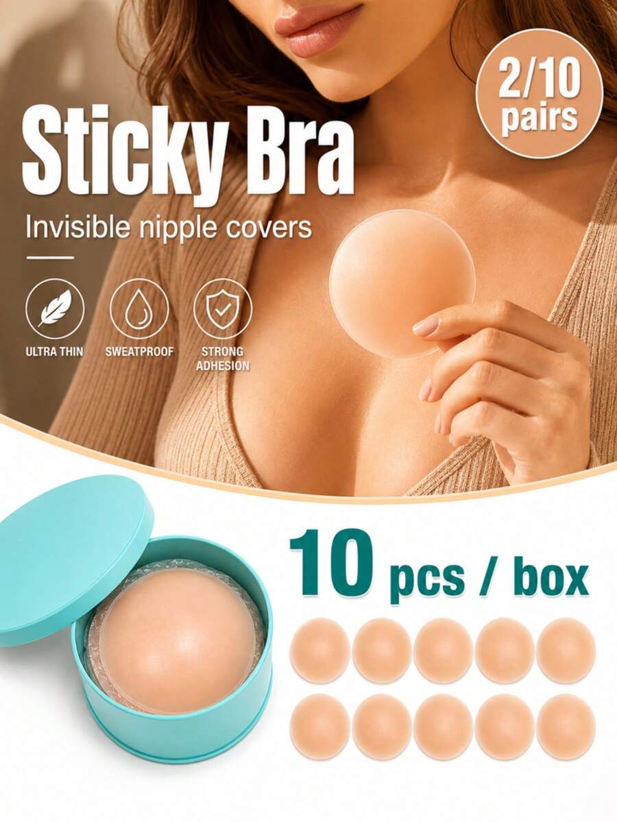 12 piezas de cubiertas de pezón de silicona reutilizables y sin costuras, pezoneras autoadhesivas invisibles, adecuadas para mujeres en diversas ocasiones, diseño invisible antideslizante (2/6/12 piezas) - Multicolor - Ver 1