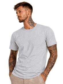 Men's Basic Casual Plain T-Shirt In Premium Combed Cotton, Sizes S To XL - Light Grey - View 6