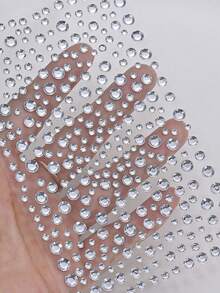 1/3pcs Self-Adhesive Rhinestone Stickers, Crystal White Glitter Gemstone For Face, Hair, Eyes, Body For Women & Girls, DIY Music Festival Makeup Decor Accessories,Concert Look - White - View 4