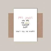 6pcs/1pc Funny Teacher Appreciation Cards Bulk, Cute Sarcastic Thank You Greeting Cards Pack With Envelopes, Minimalist End Of School Year Graduate Gift For Men Women Teachers, Mr Mrs Jones Personalized End Of School Year Teacher Gifts Card, Funny Handlettering Thank You Cards For Best English Teacher, Cute Gag Greeting Cards From Students Kids - View 10