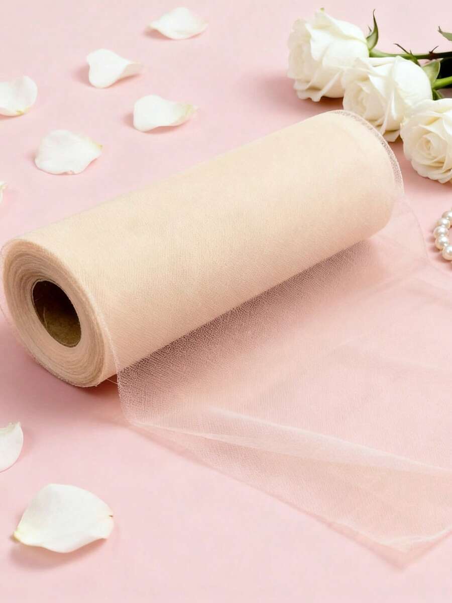 1 捲優雅白色與香檳色薄紗網布，90m/295ft，164ft/50m－適用於婚禮拱門、生日派對、聖誕節、萬聖節、新娘婚前派對、情人節、復活節、母親節、六月、感恩節、單身女郎派對、桌巾、椅背裝飾、天花板裝飾、樓梯扶手、宴會/派對裝飾