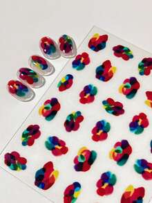 Dopamine Style Personalized Nail Stickers Abstract Gradient Floral Design DIY Nail Art Tool - 彩色 - 查看 3