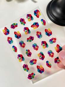 Dopamine Style Personalized Nail Stickers Abstract Gradient Floral Design DIY Nail Art Tool - 彩色 - 查看 5