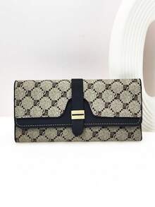 Women's Long Wallet Patchwork Printed Pattern Handheld Wallet Minimalist Multifunctional Wallet - Black - View 5