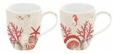 EASY LIFE Set 2 tazas de porcelana Coral 350 ml - Rojo y blanco - Ver 1