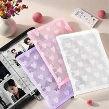 A5 Size Large Capacity Heart Lace Zipper Loose Leaf Binder, Sticker Storage Bag, Portable Notebook Set, Document Folder, Stamp Album, Sticker Album, Pencil Case, A5 Transparent Refill Pages, PP Transparent Refill Pages, Photo Album, Savings Book, Document Storage Bag - A5 Heart - View 2