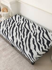 Armless Sofa Bed Cover, Elastic All Inclusive Polyester Fiber Sofa Cover, Knitted Milk Silk, Suitable For All Seasons - Black and White - View 10
